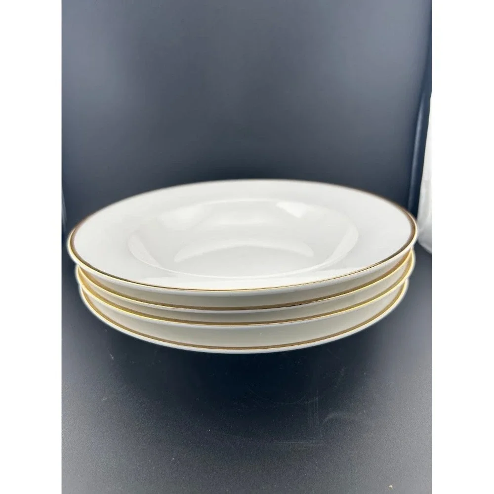 Wallace‎ Silversmiths Gold Plume China Rim Soup Bowls Set of 4